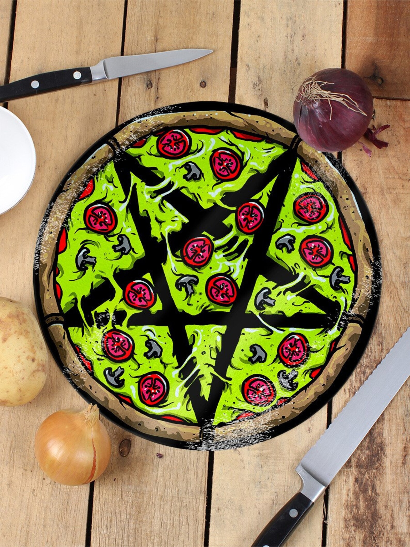 Pizza Glass Chopping Board Pentagram Diner Collection | Etsy