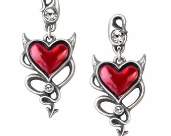 Devil Heart Stud Earrings Made by Alchemy England