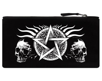 Skull Pentagram Black Pencil Case/Make up Bag