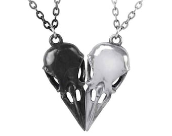 Coeur Crane Pendants, Couple's Friendship Pendants Made by Alchemy England with Chains and Presentation Box