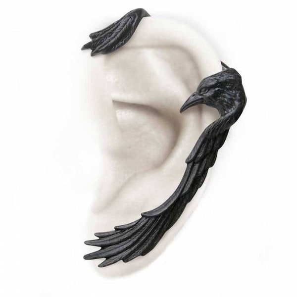 Raven Ear-Wing Left Ear Wrap in Black Made by Alchemy England with Presentation Box