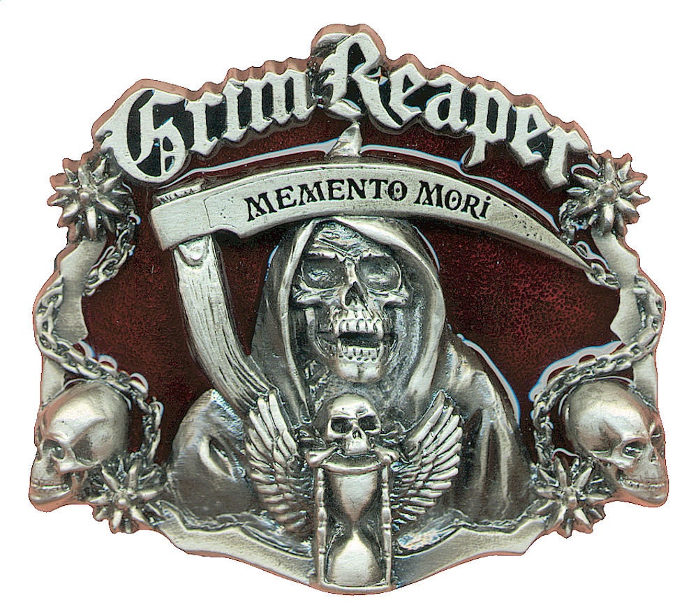 Grim Reaper Belt Buckle and Belt by Dragon Designs Memento Etsy
