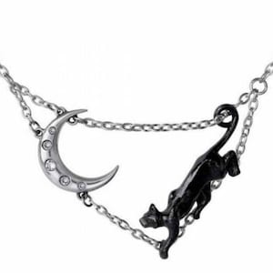 Minnaloushe Necklace Made by Alchemy England, Witch, Moon, Cat, Luna, Feline