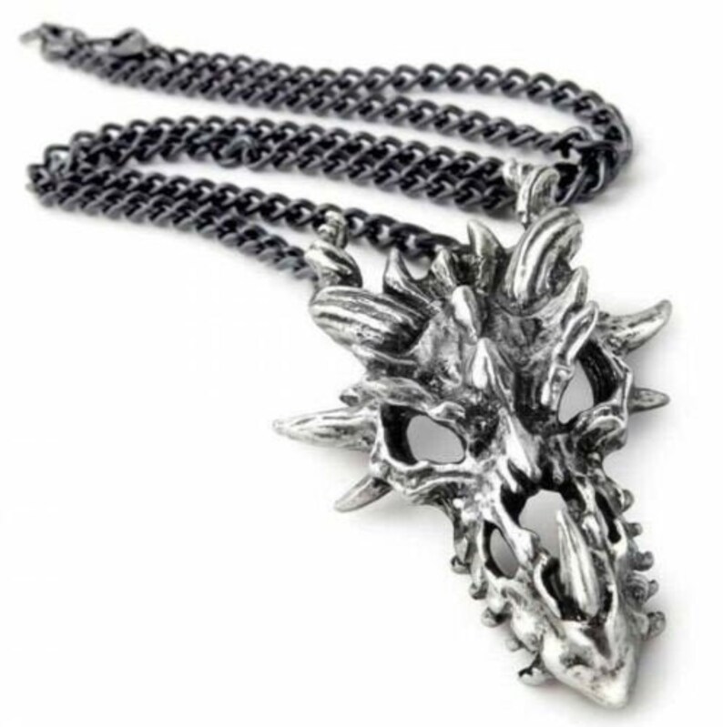 Dragon Skull Pendant Made by Alchemy England with Chain