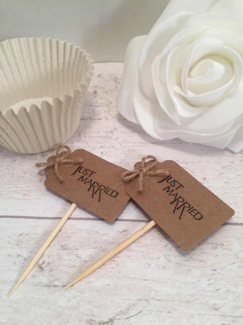 Handmade Just Married Cupcake Flags/cupcake Toppers Etsy