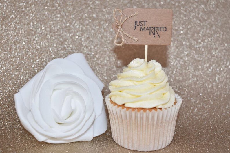 Handmade Just Married Cupcake Flags/cupcake Toppers Etsy