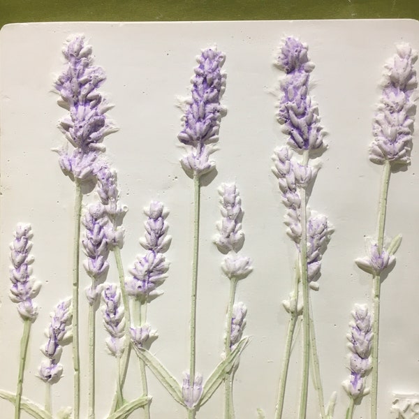 Lavender, wall art, botanical Bas Relief, plaster art, relief art, limited edition