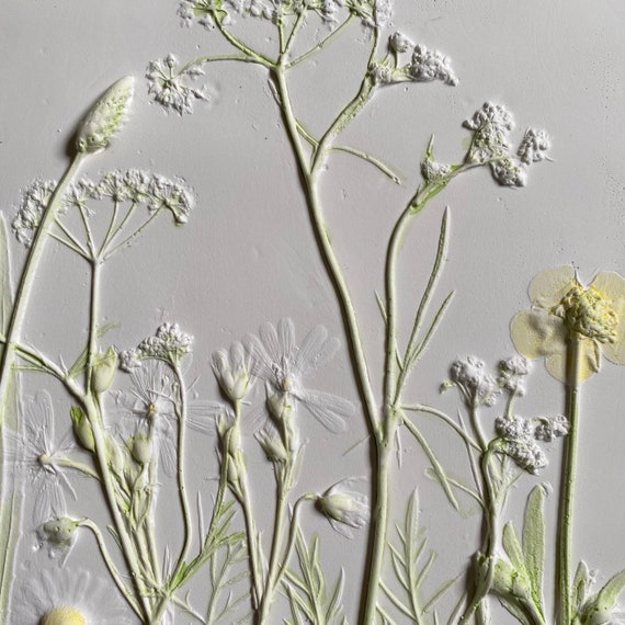 Wild Garden 5 Botanical Bas Relief, Fossil Art, Floral, Beautiful