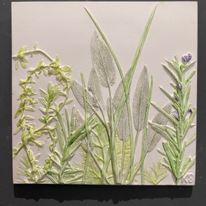 Mi jardín de hierbas - Bajorrelieve botánico -