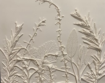 The Herb Garden  -  Hand made Botanical Plaster wall hanging