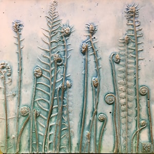 Forest Ferns Botanical Bas Relief / wall art / Plaster art tile