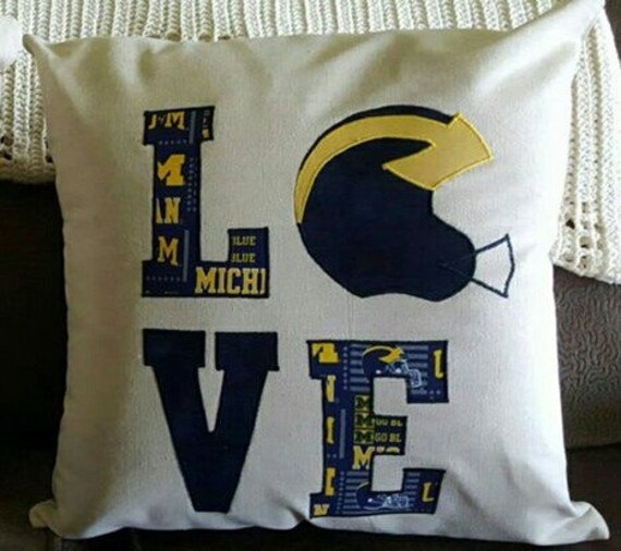 18 Square University Of Michigan Helmet Pillow Love Etsy