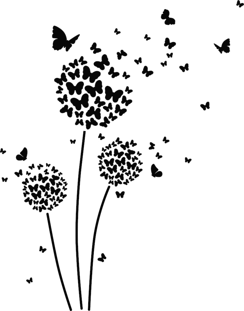 Download Butterfly Dandelion ai eps jpg png and svg Clipart Vinyl | Etsy