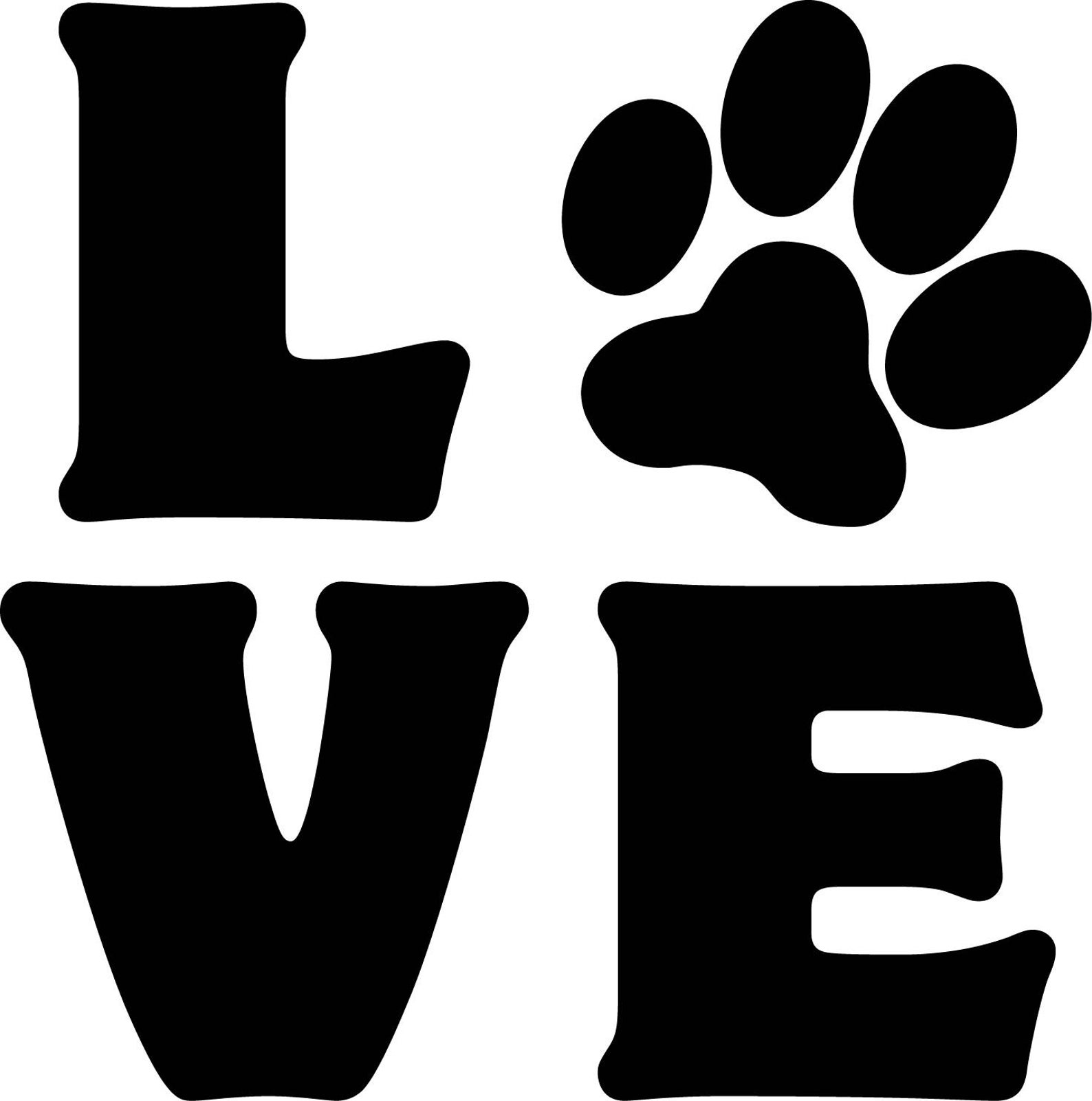 LOVE Paw Print ai eps jpg png and svg Clipart Vinyl | Etsy