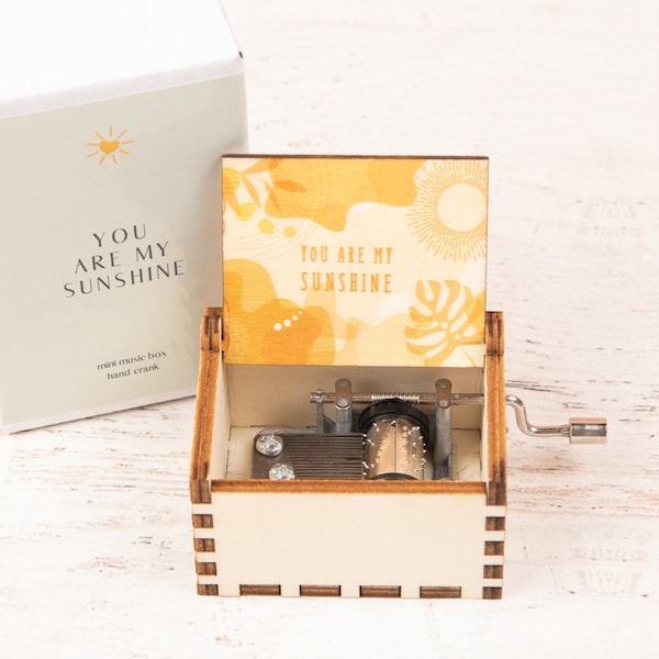 You Are My Sunshine Mini Wooden Hand Crank Music Box | Musical Gift Box | Thoughtful Gift | Unique Gift