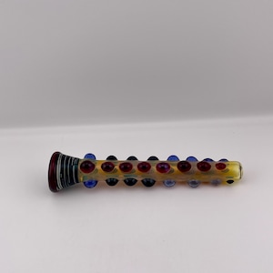 Glas Chillum Pfeife Blau und Rot Silber geraucht Chillum Rohr 12.7 schwere Wand klare gearbeitete voll gerauchte Silberrohr mit Silberrohr tolles Geschenk