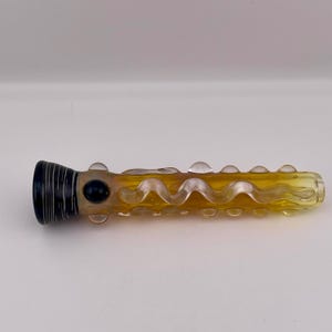 Glass Chillum Pipe Black Silver Fumed Chillum Pipe one hitter fully worked with clear glass pipe great gift