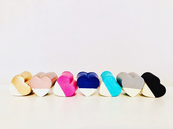 Concrete Heart Shaped Knob Drawer Pull Painted And Marble Etsy