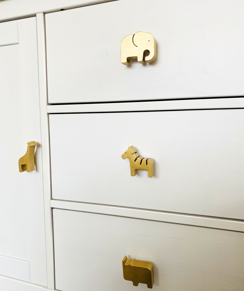 Concrete Safari Animal Nursery Drawer Knobs / Pulls. Painted Etsy