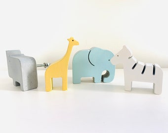 Concrete safari animal nursery  drawer knobs / pulls. Painted any way.