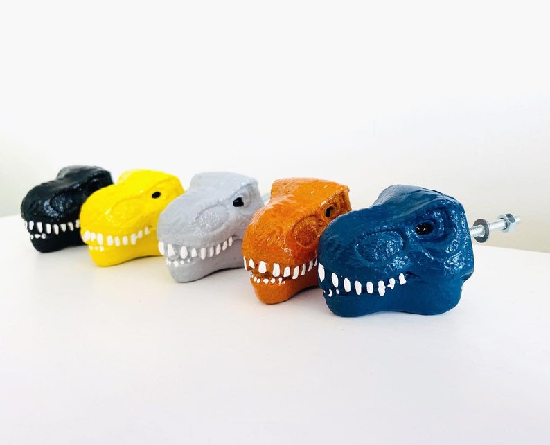 Concrete Dinosaur Drawer Knobs / Pulls. Painted Any Way. Etsy
