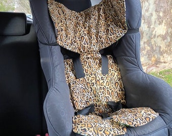 Baby car seat cover, Easy Remove Wash car seat liner, Universal kid's car accessories for all car models, animal, leopard print