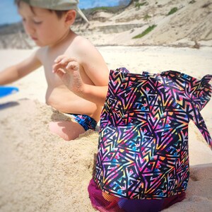 Kinderstrandtasche zum Muschelsammeln, Rosa Netztasche für Pool- und Strandspielzeug,  Strandtasche für Mädchen, Kinderstrandzubehör