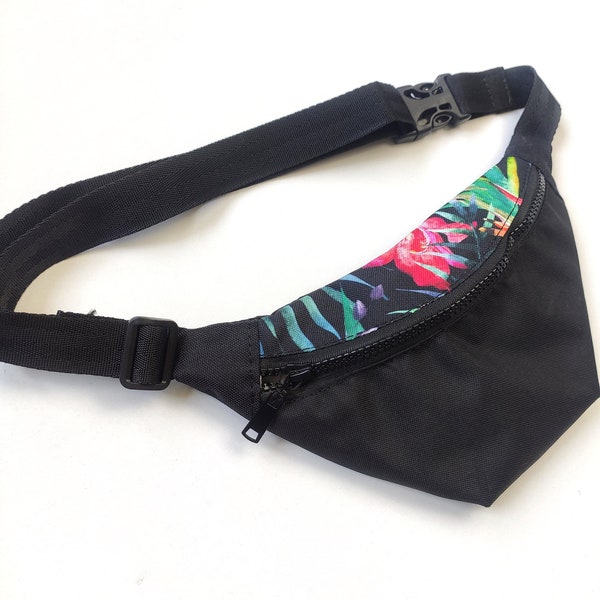 Belt for Children, Insulin kids holder, Kids Waist Bag, medical belt, colorful fanny pack With a tropical print