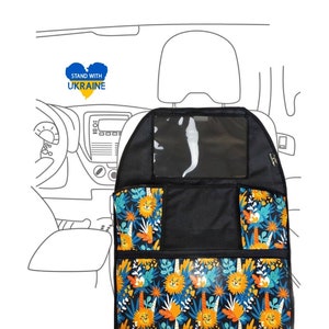 Cute car accessories with baby lion toy, Backseat Car Organizer with ipad Touch Screen Tablet Holder, Toy organizer for car