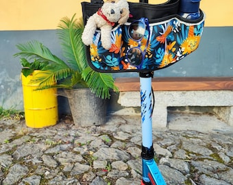 Scooter handlebar bag with phone holder, Scooter handle bar bags,  Scooter accessories, Toddler scooter basket