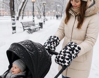 Colorful Pram Hand Warmer, Waterproof Stroller Gloves, Universal Handmuffs, Cute Baby Stroller Accessories