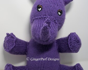 Hand Knit Lavender Rhinoceros