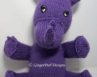 Knitting Pattern for Lavender Rhinoceros