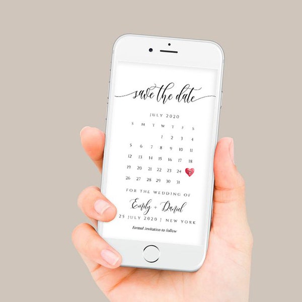 Electronic Save the Dates Wedding Date Announcement, Evite, Instant Download, Templett, FPC