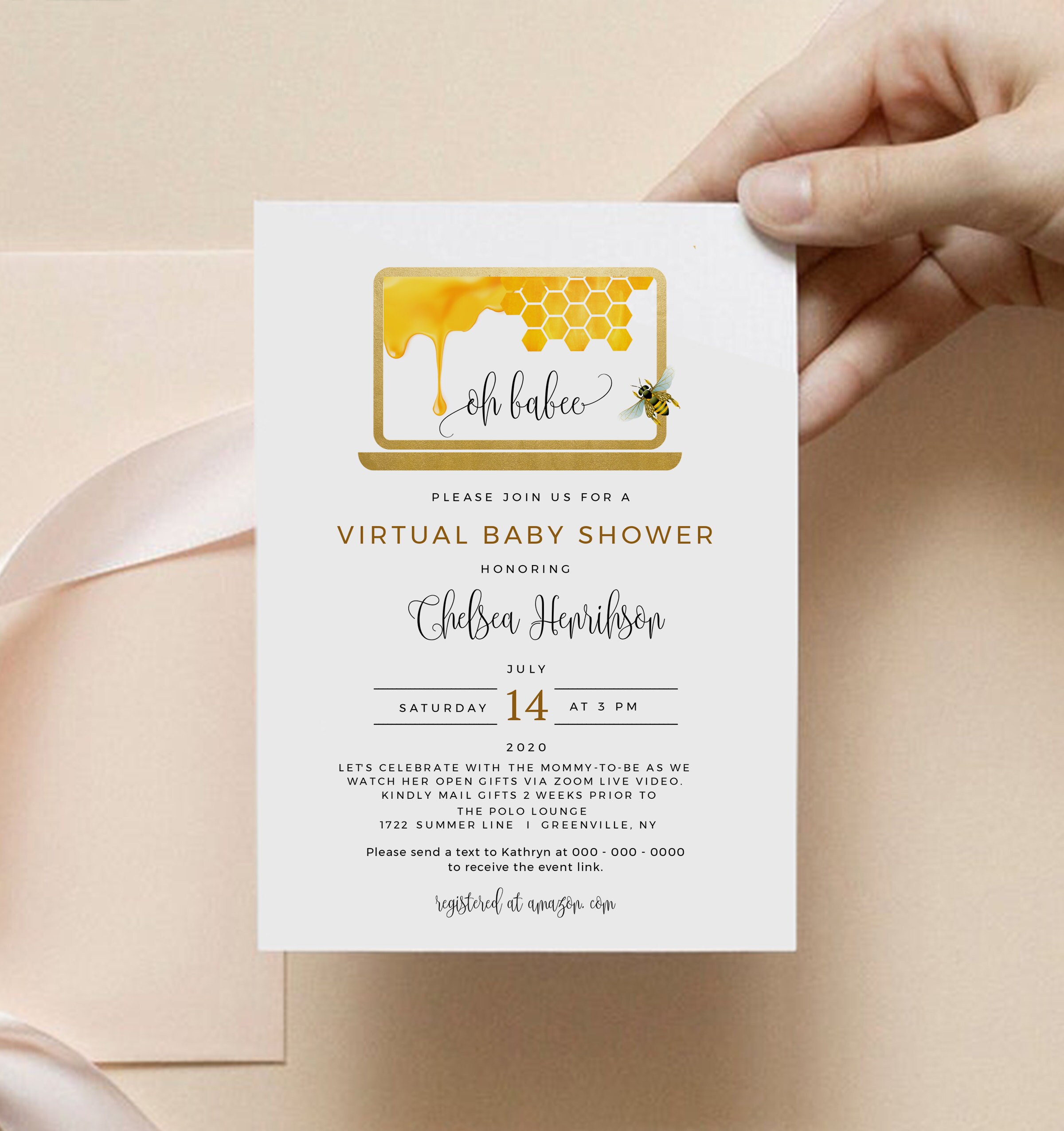 Virtual Baby Shower Invitation Template Social Distancing Baby Etsy