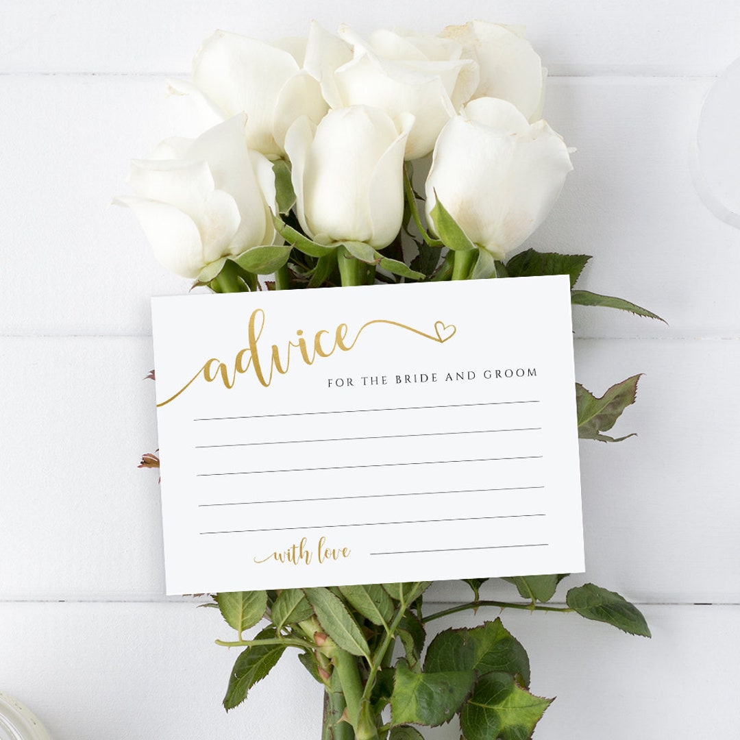 Wedding Well Wishes for Bride and Groom, Advice Card Template, Instant