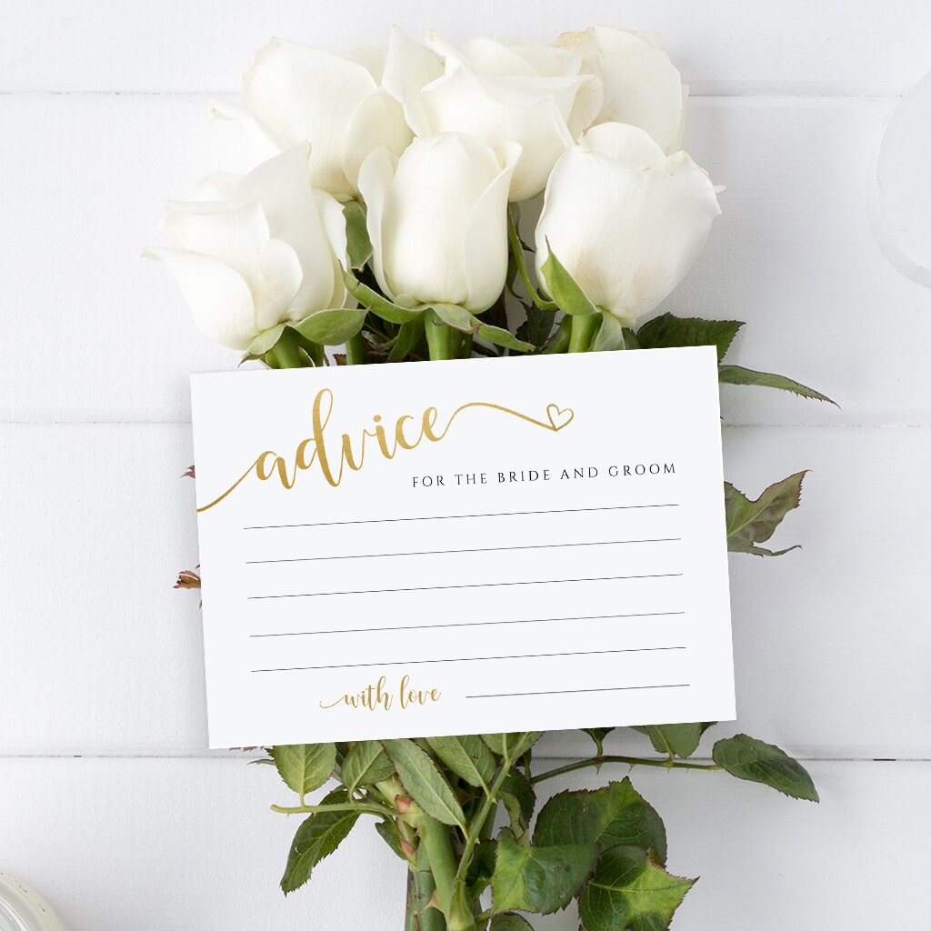 Wedding Well Wishes for Bride and Groom Advice Card Template Etsy