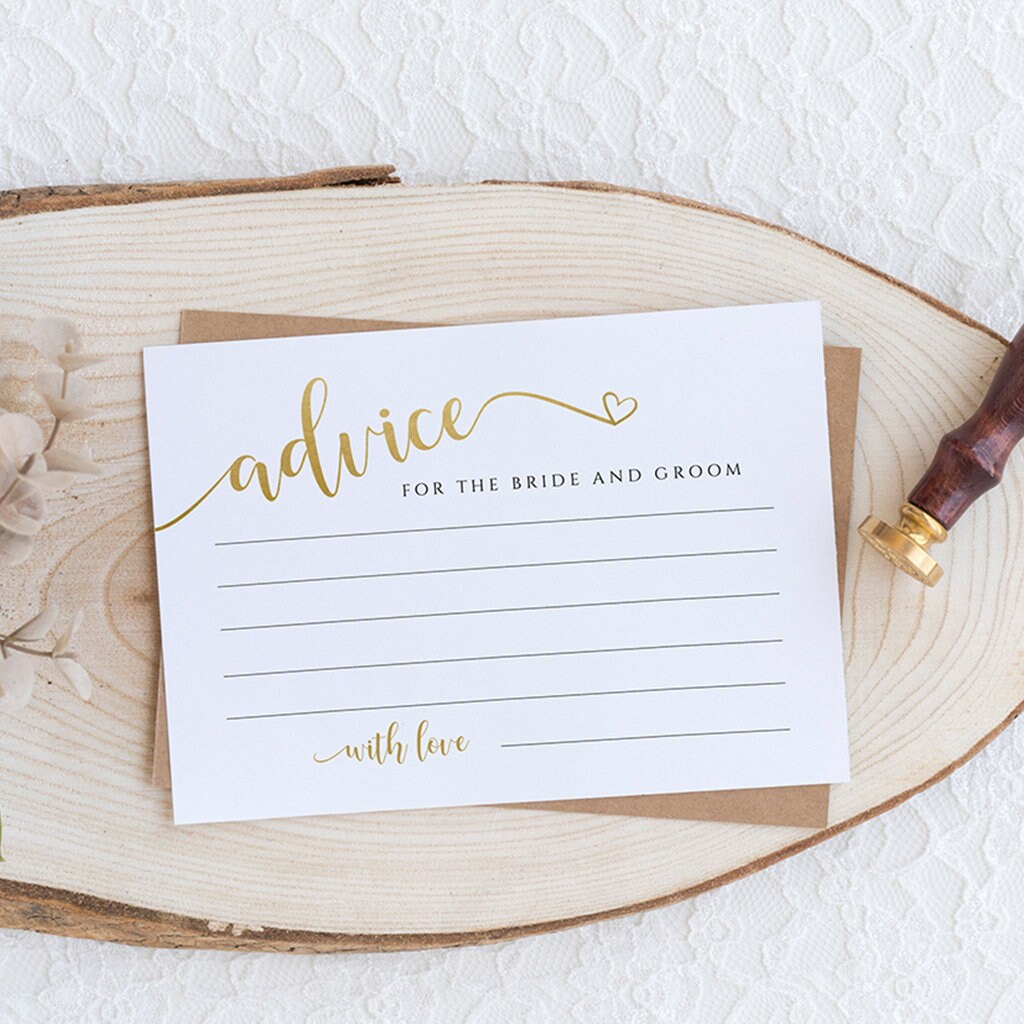 Wedding Well Wishes for Bride and Groom Advice Card Template Etsy