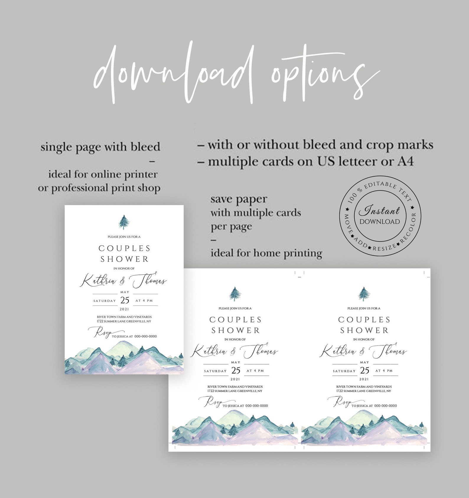 Couples Shower Invitation Template Printable Wedding Shower | Etsy