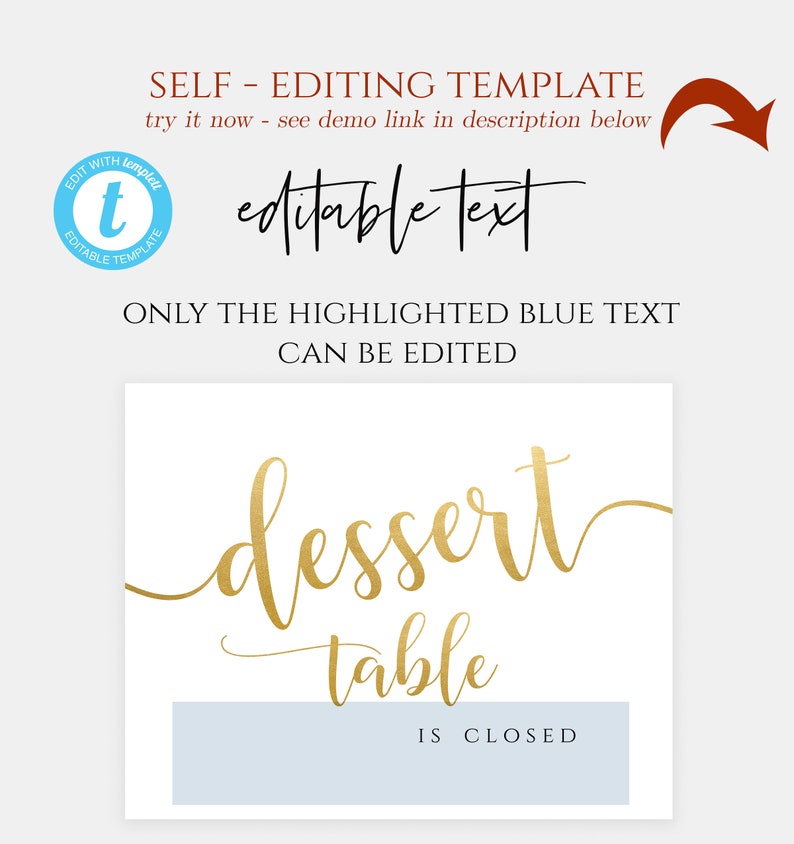 Dessert Bar Sign Dessert Table is Closed Sign Printable - Etsy UK