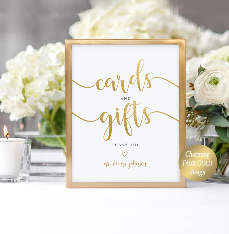 Cards and Gifts Sign Printable Wedding Gift Editable | Etsy