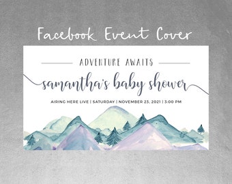 Editable Facebook Banner Virtual Event Cover, Virtual Baby Shower, Virtual Bridal Shower, Virtual Couples Shower, Any Event, Templett, FPM