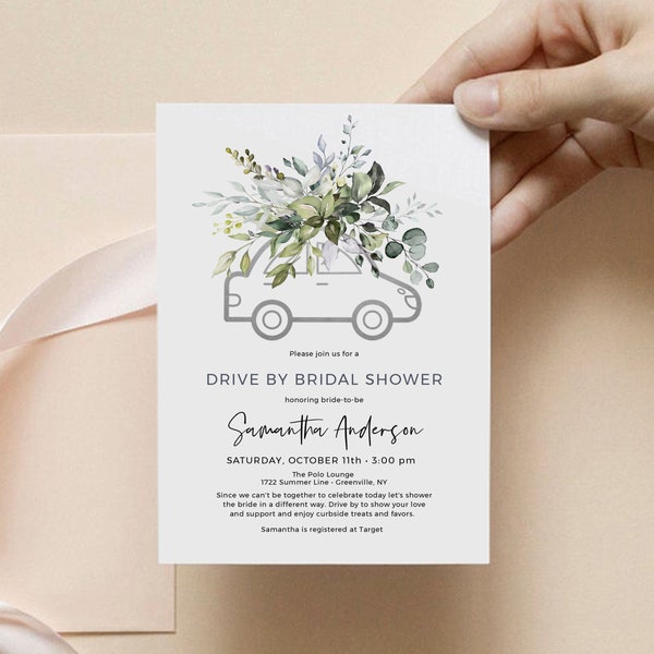 Drive By Parade Bridal Shower Template, Social Distance Bridal Shower Invitation, Editable, Instant Download, Templett, FPE