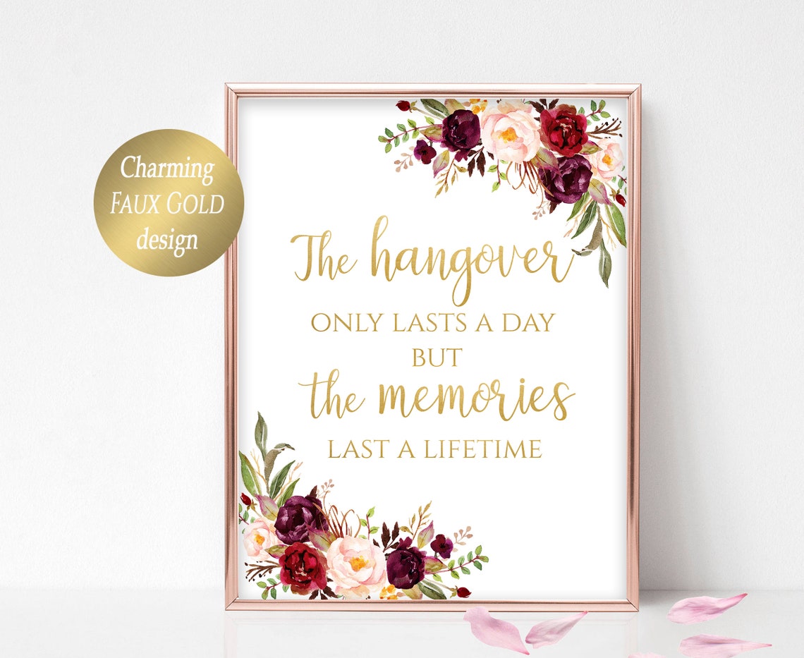 Hangover Sign Printable Wedding Hangover Kit Table Decor | Etsy