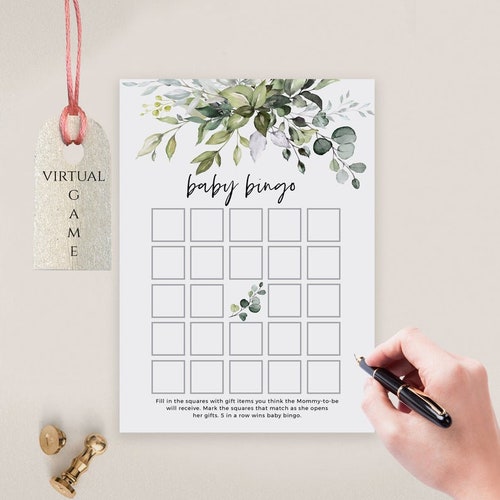Baby Bingo Game Virtual Printable Baby Shower Game DIY Etsy