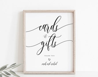 Cards and Gifts Sign, Gifts Table Sign, Cards and Gifts Printable, Wedding Sign, Cards & Gifts, Edit with TEMPLETT, Calligraphy, FPC