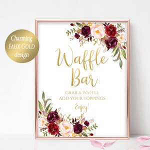 Waffle Bar Printable Sign, Waffle House, Merlot Wedding Sign, Waffle ...
