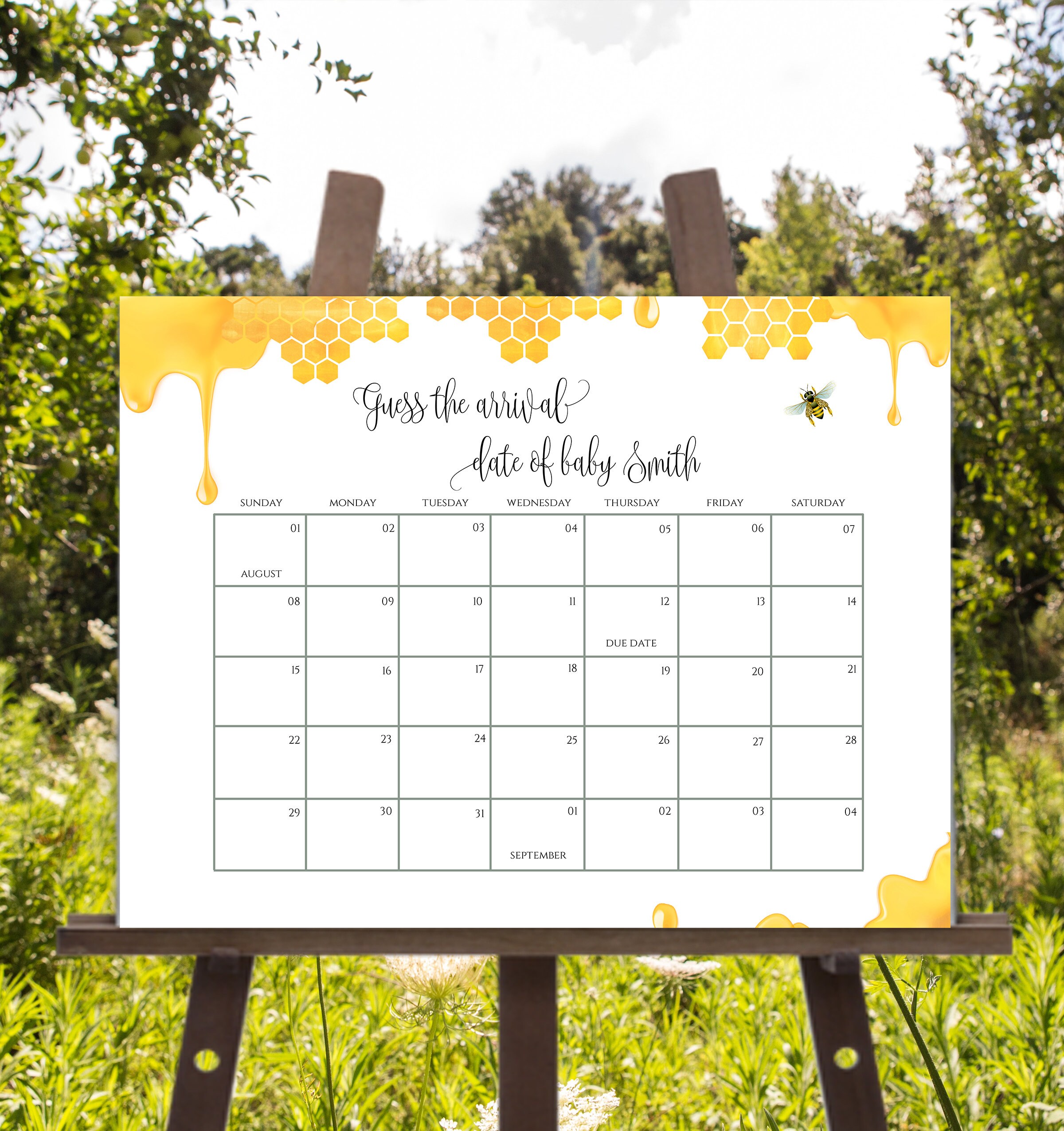 Baby Due Date Calendar Game Baby Shower Game Guess Etsy