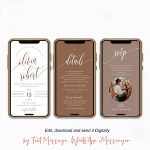 Digital Wedding Invitation, Electronic Wedding Invite, Evite, RSVP and Details Card, Terracotta Wedding Set, Templett, FPC