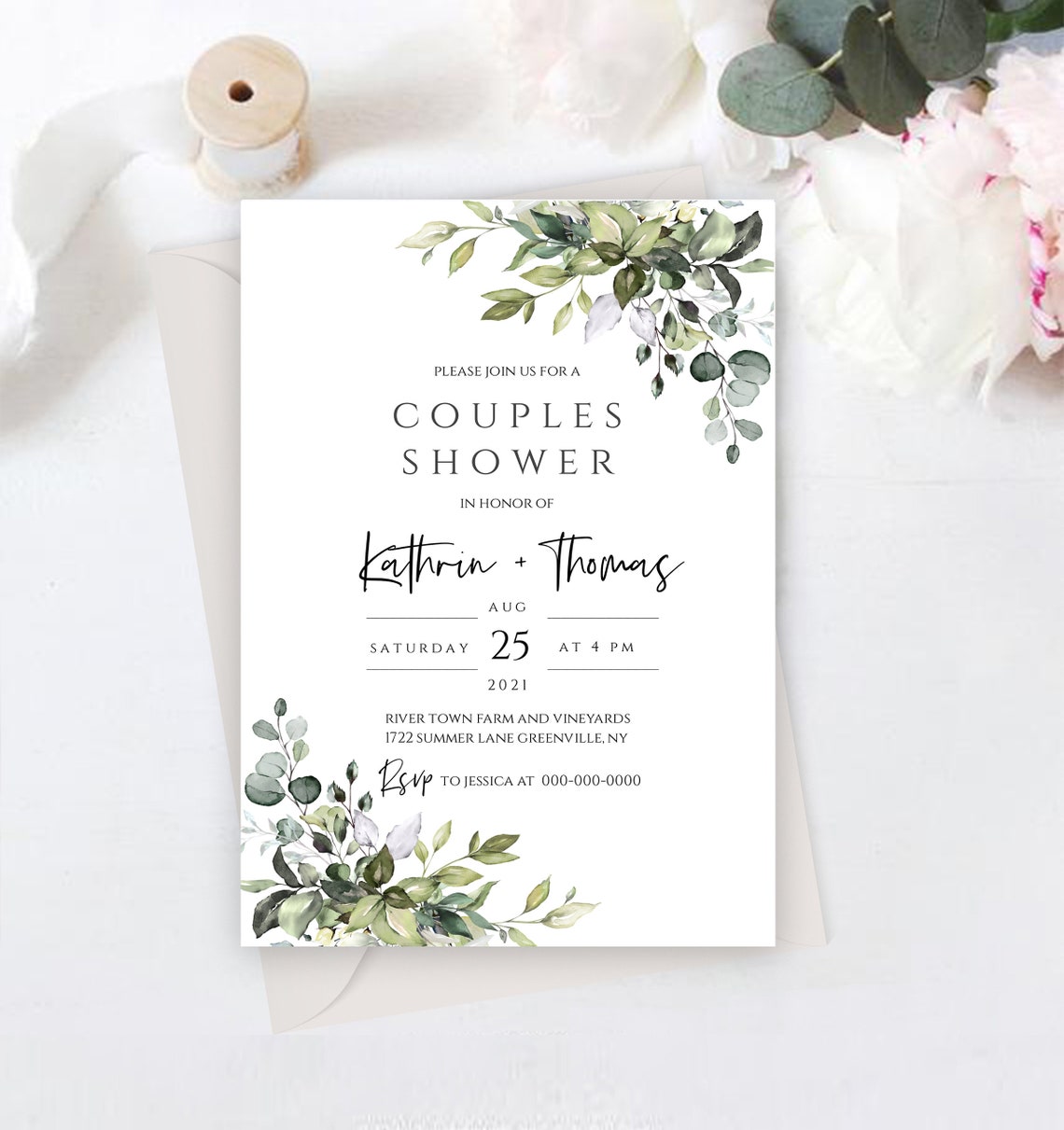 Greenery Couples Shower Invitation Printable Wedding Shower image 1